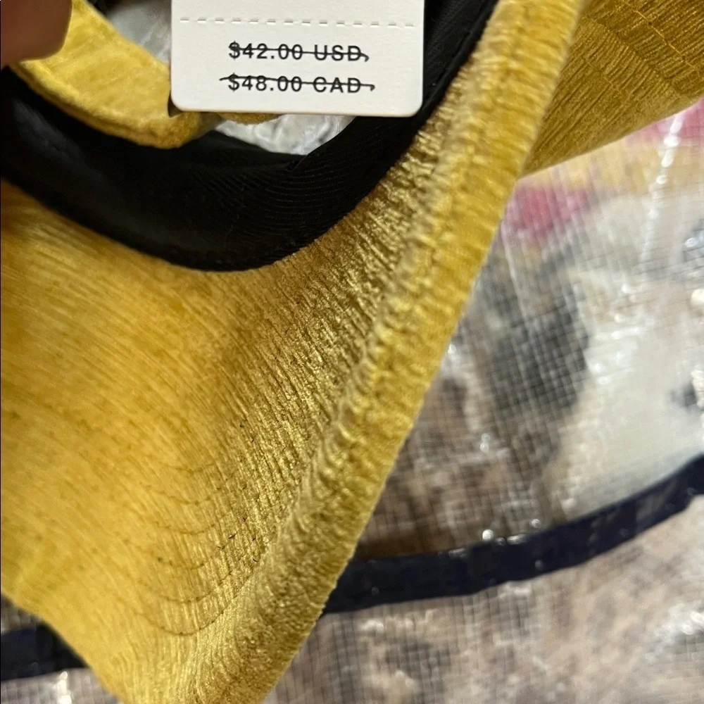 Anthropologie Pickleball Yellow Baseball Cap with White Embroidery